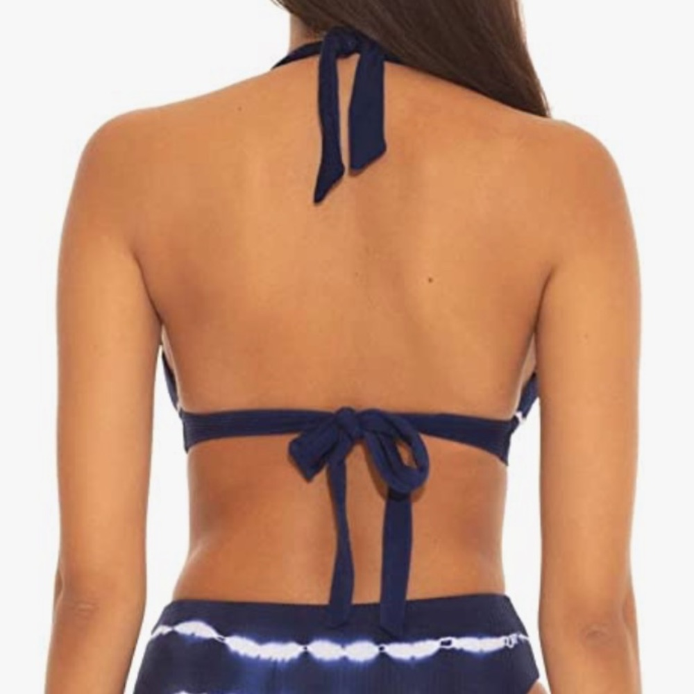 Becca Rebecca Virtue Iconic Tie Dye Halter Bikini Top in Marina SZ S NWT - Picture 2 of 4